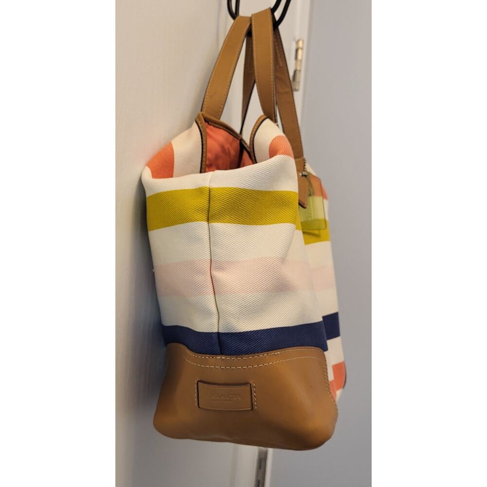 Coach Hadley Multistripe Canvas/Leather Duffle Tote M1382-F30041 - Picture 7 of 16